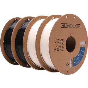 PLA Filament 1.75mm,3D Printing Filament High Speed,1kg*4 Bundle Cardboard Spool, Fit Most FDM 3D Printer,Dimensional Accuracy +/- 0.03 mm,Vacuum Packaging-Black+White 4Pack