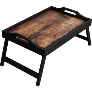 Fibogollo Wooden Bed Tray Table with Folding Legs and Handle,Breakfast Trays,Serving Tray for Food and Snack,Laptop Laptop Desk for Working
