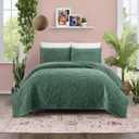 Jungalow Secret Garden 3-Piece Ultra Soft Green Velvet Quilt Set, King