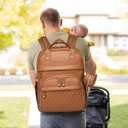 Leather Diaper Bags with Changing StationBaby BagLarge Capacity Diaper Bag Backpack for Moms Dads,Waterproof Diaper BackpackBrown