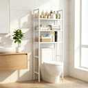 Renyqatt Over the Toilet Storage, 3-Tier Bathroom Organizer, Freestanding Above Toilet Shelf with Adjustable Feet, Space Saving, Easy Assembly, Carbon Steel Shelf, 61" H, White