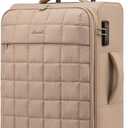 LOVEVOOK Carry On Luggage 22x14x9 Airline Approved, 20 Inch Softside with Wheels, Lightweight Spinner Suitcase with TSA Lock, Water-Resistant Large Capacity for Travel, Khaki