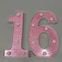Led Light Up Numbers, Sweet 16th Birthday Party Decorations, Battery Powered Number 16 Light Up Sign, 16th Birthday Decorations for Girls (Pink Glitter)