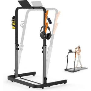 Walking Pad Handle Bar Attachment Only, Compatible with Walking Pads 22.4" Wide, Adjustable Treadmill Handrail with Phone/Cup Holder & Towel Hooks, Overbold Stable, Easy Assembly, Black