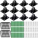 Shimeyao 12 Sets Stainless Steel Ceiling Hooks Heavy Duty Pad Eye Snap Hooks and Screw Eye Plate U Screw Hook Hardware Staple for Hammock Stand Hammocks Swing Chair Indoor Outdoor