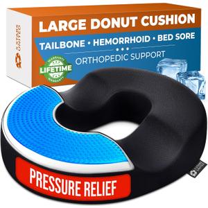 5 STARS UNITED Donut Pillow Hemorrhoid Tailbone Cushion Large Floor Cushion for Pain Relief Coccyx, Prostate, Sciatica, Pelvic Floor, Pressure Sores, Pregnancy, Postpartum Recovery, Arctic Black