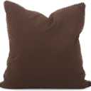 Howard Elliott Fluffy Throw Poly Insert Outdoor Pillow, Sunbrella Square Cushion Cover with Textured Trim Cording for Couch, Sofa, Indoor & Outdoor Use, 24 x 24 Inch, Seascape Chocolate