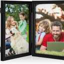 Sintuff 8 x 10 Picture Frames Hinged Fold Photos Frame Collage Vertical with Acrylic Opening Wood Desk Photo Rustic Multiple Desk Family Picture Collage Wedding Supplies(4 Fold Style)