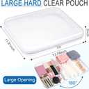 Sanwuta 6 Pcs Clear Hard Zipper Case Plastic Zipper Pouches Transparent Makeup Bag Pencil Case Pouches Toiletry Diaper Bag for Travel Toy Storage Organizer Bins (White,13.78 x 11.81 x 2 Inch)