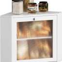 Bamboo Bread Box for Kitchen Corner Countertop,Large-Capacity Bread Storage Container, Double Layer Bread Storage for Kitchen Countertop (White)
