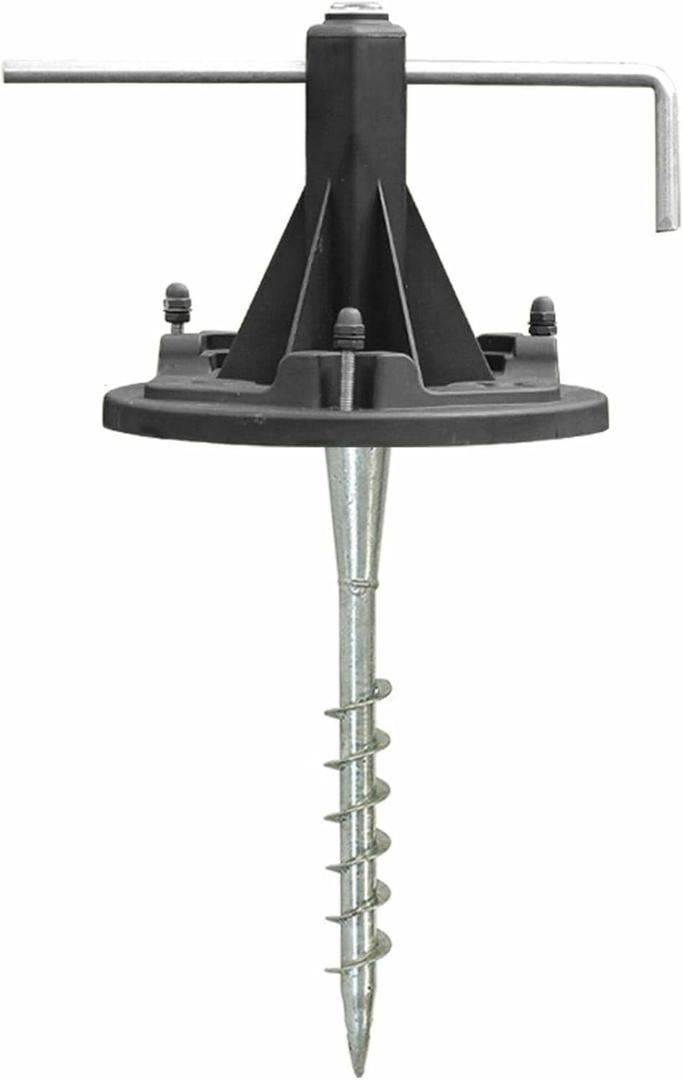 GAMA Sonic EZ-Anchor Ground Pole Base Kit with Auger, fits Gama Sonic Single Head Lamp Posts, Black, 30001