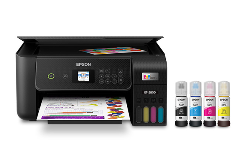 Epson EcoTank ET-2800 Wireless Color All-in-One Cartridge-Free Supertank Printer with Scan and Copy â€“ The Ideal Basic Home Printer - Black, Medium
