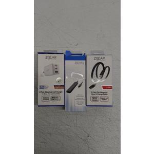 ZGear 3Pack, 3Foot Flat Cable For USBC Coil Safe Charge Port and Sync Cable, ZGear 3 Port Addaptive Fast Charger , For USBC and USB Charger 65 Watts, And Video and Data Hub With 4k Support