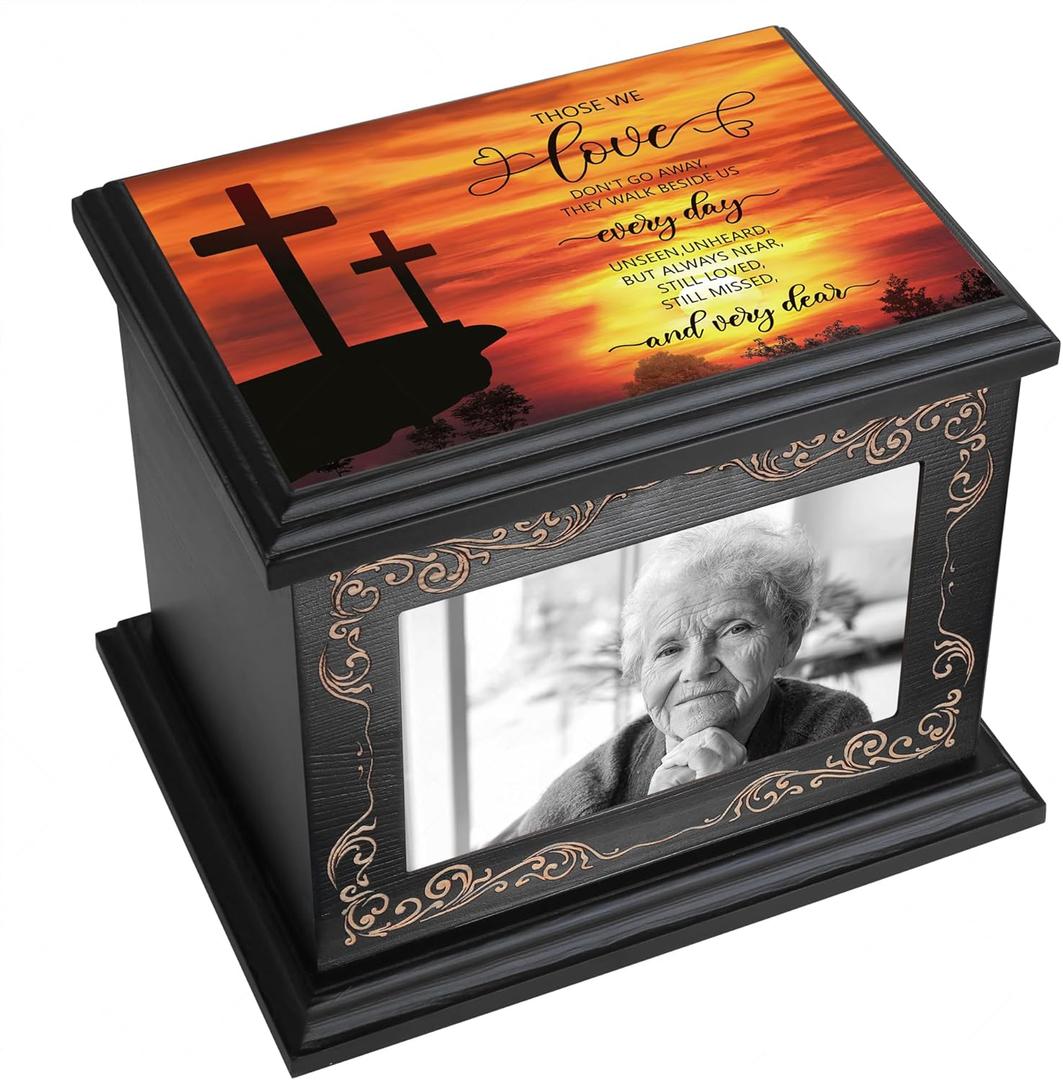 Cremation Urns for Human Ashes Adult Male or Female, Funeral Memorial Urns for Ashes with Photo Frame, Wooden Urns Box and Casket for Men Women, Burial Urn for Adults Up to 200 IBS