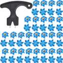 51Pcs Golf Spikes Set 50 Golf Shoe Spikes Replacements with 1 Black Cleats Spanner Metal Thread Screw 6 mm Dia Shoe Cleats Suitable for Use on Lawns or Golf Courses (Blue)