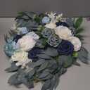 Artificial Dusty Blue Wedding Arch Flower Swags Set of 2 for Welcome Signs Floral and Wedding Reception Ceremony Decorations, White Flowers Decor