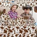 Highland Cow Decorations, 142Pcs Cow Print Plates and Napkins Party Supplies, Brown Cow Birthday Party Decorations Tableware Cups Tablecloth for Cow Baby Shower Farm Cowboy Theme Party