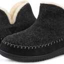 Zizor Women's Moccasin Bootie Slippers with Cosy Memory Foam, Ladies' Toasty Slip on House Shoes with Hard Outdoor Indoor Rubber Sole (7, Black)