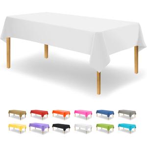 Party Dimensions White Disposable Plastic Tablecloth for Rectangle Tables (12 Pack) Table Cloths for Parties, Events & Weddings, Indoors Outdoors, 54 x 108 inches, Plastic Table Cover