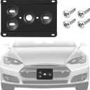 No Drill Front License Plate Mount Compatible with 2017-up Tesla Model-3 and 2020-up Model-Y, Anti-Theft License Plate Bracket Holder Front Bumper Grille Frame Car Accessories, Black