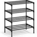 SONGMICS 4-Tier Shoe Rack for Closet, Compact Metal Shoe Organizer Shelf for Entryway, Bedroom, Small Spaces, Stackable, 11.8 x 17.7 x 26 Inches, Black ULSA114BH01