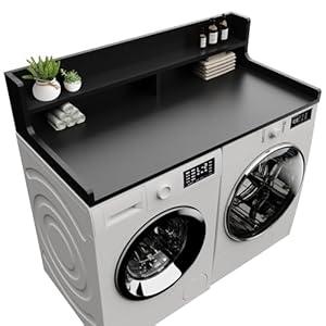 Washer Dryer Countertop, 54" x 27.55" 2-Tier Washer Dryer Topper with Edge, for Laundry Room Organization Black