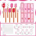 Remerry 24 Pcs Valentine's Day Silicone Spatulas and Cookie Cutters Set Include 8 Spatulas 8 Stainless Steel Cookie Cutters 8 Cards Valentine's Baking Gift for Anniversary Celebration Decoration