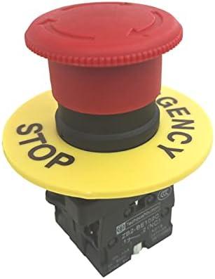 YQBOOM 22mm 2 NC Red Mushroom Emergency Stop Push Button Switch AC 600V 10A(1PCS)
