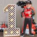 Marquee Numbers Race Car Birthday-Decorations: 3ft Large Fast One Party Decor Boy First 1st 12th Big Light Up Cardboard Number 1