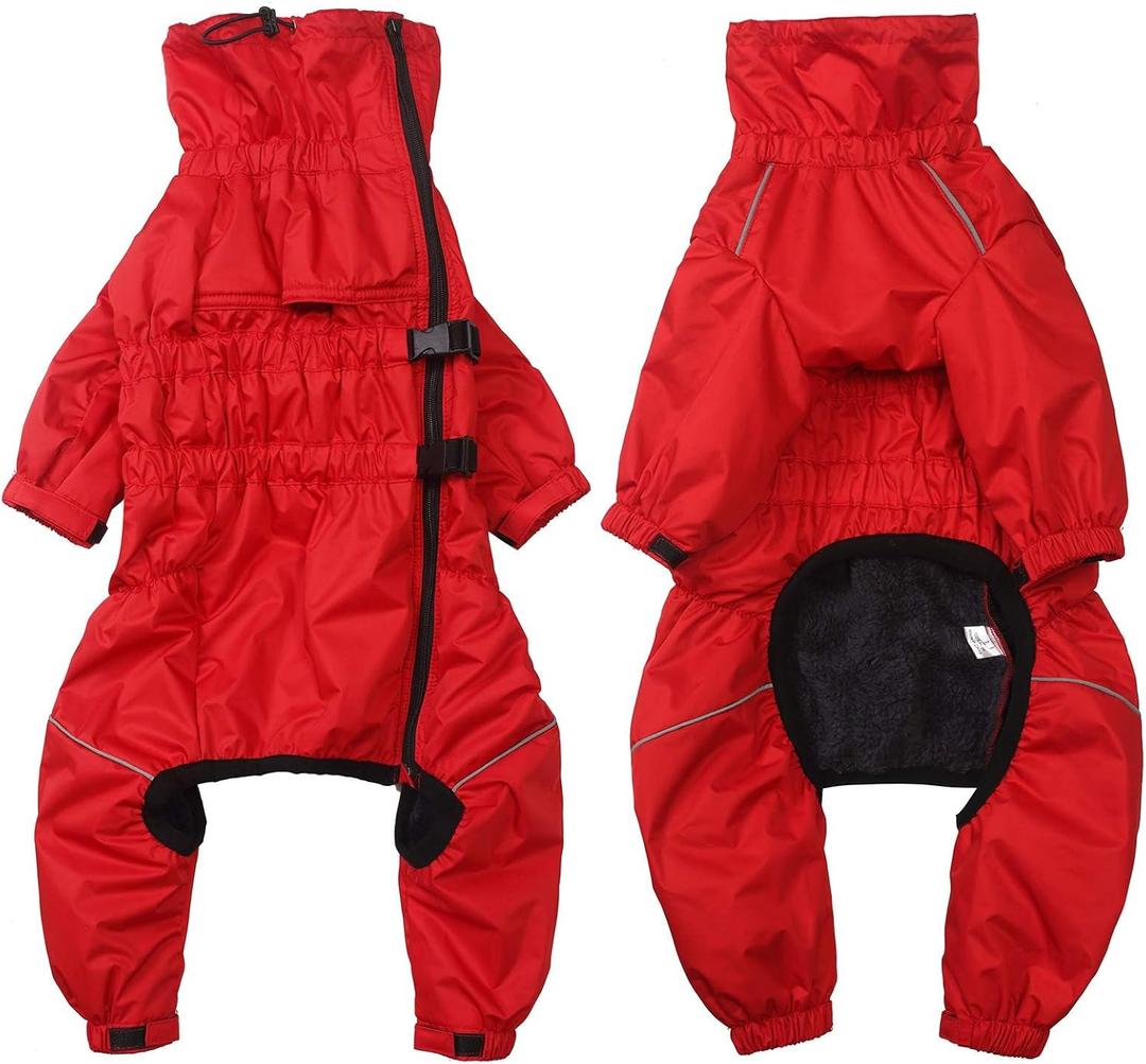 Small Dog Raincoat, Waterproof Dogs Rain Jacket, Puppy Side Zipper Reflective Strip Leash Holes Elastic Raincoats, Small