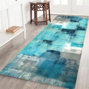 Abstract Hallway Runner Rug 2x6 Throw Rug Teal Blue Area Rug Modern Washable Long Hallway Rugs Non-Slip Bathroom Runner Floor Carpet for Bedroom Laundry Room Entrance Door Mat for Kitchen Entryway
