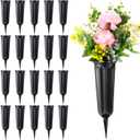 20 Pack Cemetery Vases with Spikes,Plastic Vases for Flowers,Grave Decorations for Cemetery,Grave Flower Holder,Memorial Floral Vase(Black)