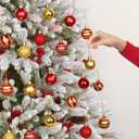 Celltestria 36pcs Mini Christmas Balls Ornament 1.57 Inch Red Gold Little Hanging Xmas Balls for Tree Decoration Swirl Candy Cane Polka Dots Tiny Christmas Baubles for Home Indoor Holiday Party Decor