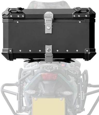 MOSYQI motorcycle top shell 65L, waterproof aluminum handle motorcycle helmet shell, trunk with safety lock, can store helmet luggage, Black