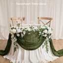 Ling's Moment Green Cheesecloth Table Runner, 120 Inch 10FT Moss Green Boho Gauze Rustic Sheer Cheese Cloth Table Runners for Party Wedding Birthday Outdoor Bridal Shower Decor