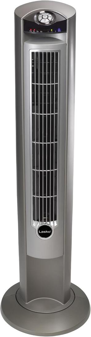 Lasko Portable Electric 42" Oscillating Tower Fan with Fresh Air Ionizer, Timer and Remote Control for Indoor, Bedroom and Home Office Use, Silver 2551