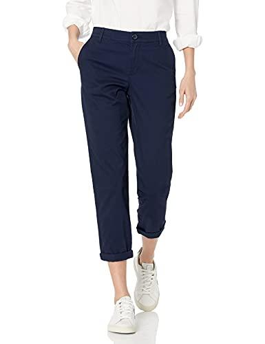 Amazon Essentials Women's Mid-Rise Slim-Fit Stretchy Cropped Tapered Leg Khaki Pants, Navy, 18