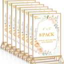 EHWINE 8 Pack 46 Clear Acrylic Sign Holder with Gold Borders and Vertical Stand, Double Sided Table Menu Holders Picture Frames for Wedding Table Numbers, Restaurant Signs, Photos and Art Display