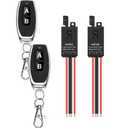 Wireless Switch12V,2 Way Mini Remote Switch DC 5V/12V/24V/48/10A Relay Wireless Light Switch with 328FT Long Range for Motor,LED Light,Wireless Security Alarm