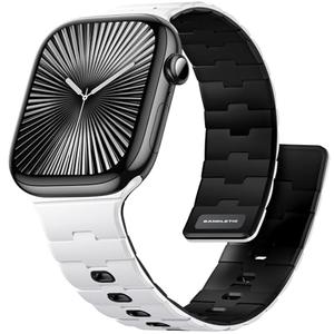 Bandletic Magnetic Bands Compatible with Apple Watch Band 44mm 45mm 46mm 49mm 42mm(Series 3) for Women Men, Silicone Magnet Sport Strap for iWatch Series 11 10 9 8 7 6 5 4 Ultra SE 3 2 1, White/Black