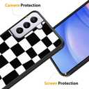 SAKUULO Compatible with Samsung Galaxy A15 5G Case, [Screen Protector + Kickstand] Black Plaid Checkered Aesthetic Cute Design,Tire Texture Anti-Slip Shockproof Ultra Thin Protective Case 6.5inch