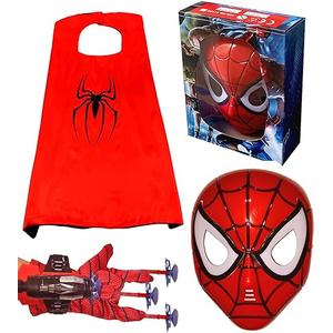 Ajmqs Kids Superhero Capes and LED Masks - Superhero Toys and Costume- Hero Launcher Wrist Toy Set Web Launcher Role Play Toy