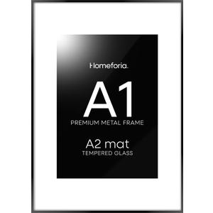 Homeforia A1 Poster Frame Black, High End Metal 23.4 x 33.1 inch Large Picture Frames with Mat 16.5 by 23.4 for Photo, A1 Size Frames Matted to A2 Print, 23.4x33.1 Thin Frame, Tempered Glass, Set of 1