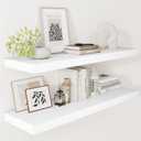 Vivelove 12 Deep Floating Shelves for Wall, 24/36/48/55 Inch Shelves for Room Wall Mounted, 2" Thick Floating Shelf for Living Room Bedroom Bathroom Kitchen Laundry Room, Set of 2 White, 35.4"W x 12"D x 2"H,Set of 2