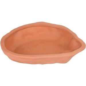 Flushbay Extra Large Reptile Bathing Pool Tortoise Bathing Pool Reptile Feeding Dish Water Bath Bowl Aquarium Ornament for Gecko, Snake, Turtle, Bearded Dragon, Lizard Bath (Red Pottery)