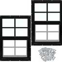 Tandefio Shed Windows 2 Pack 12" W x 18" H Black Flush Mount with Tempered Glass and Screen Sliding Household Windows with Vertical Slider and Screws for Chicken Coop Sheds Barns