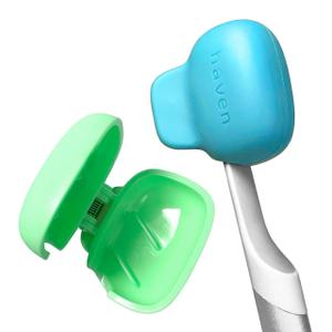 Haven Toothbrush Cover - Fits Electronic and Manual Toothbrushes - Toothbrush Case Holder for Travel - Set of Two Tooth Brush Cap Protectors (Emerald & Aqua) (2 Count (Pack of 1), Blue & Green)