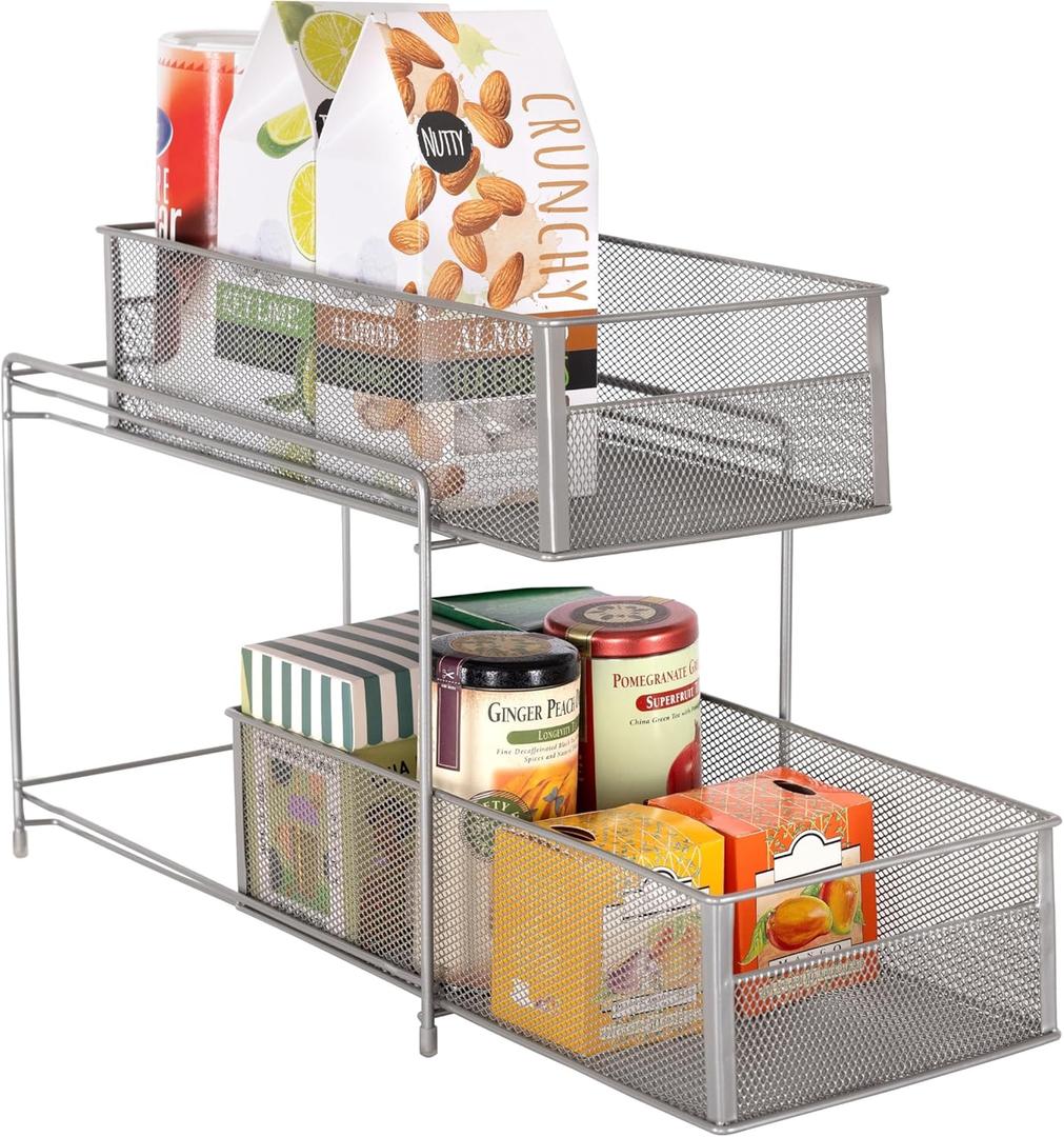 Seville Classics 2-Tier Metal Mesh Sliding Cabinet Baskets