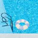 Inflatable Adult Water Float Ring with Double Handles 32 Inch Striped Swim Ring for Pool Beach and Outdoor Summer Fun