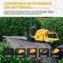 Cordless Hedge Trimmer with Rotatable Handle for Dewalt 20V Battery, 52cm Brushless Motor Trimmers Battery Powered, Electric Hedge Trimmer Bush Trimmers for Garden, Yard(Battery Not Included)